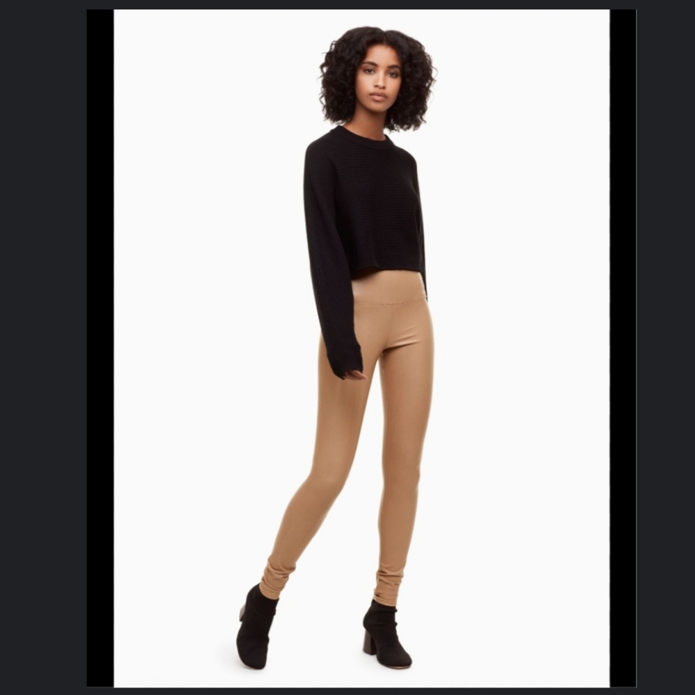 Aritzia Wilfred Free Daria Vegan Suede Elasticized Leggings sz S tan slim
